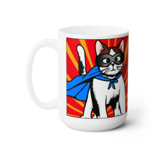 AI Generated Super Hero Cat Ceramic Mug 15oz